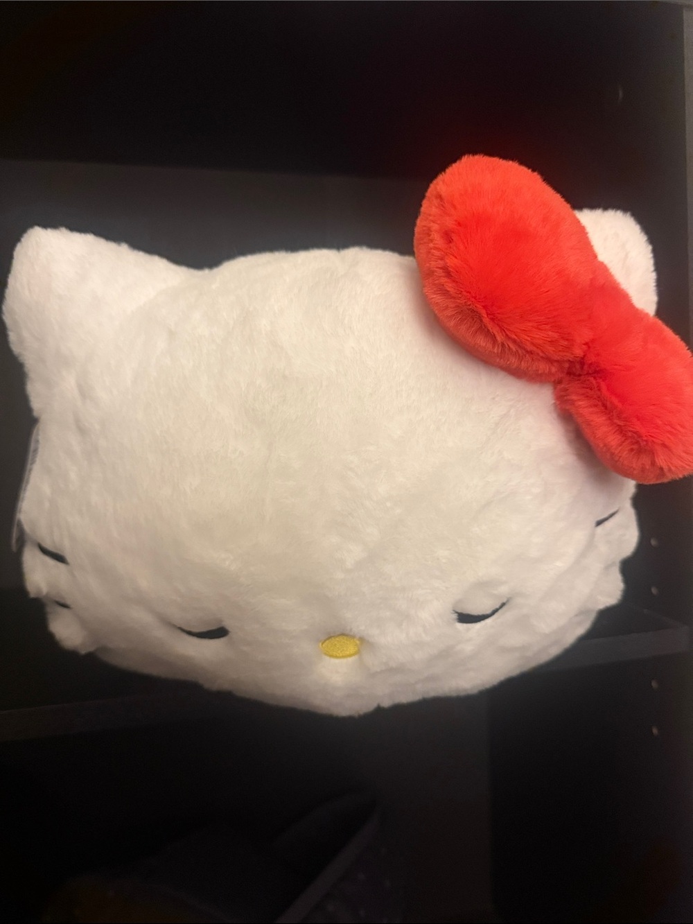 Sanrio White Hello Kitty Plush Pillow with Orange-Red Bow